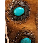 5x7, Turquoise Stones, Embossed, Stitched Leather Journal - Fantasy Gifts JJ