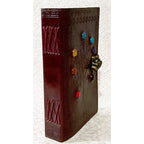 7x10 Semi Precious Chakra Stones, Leather Embossed Journal - Fantasy Gifts JJ