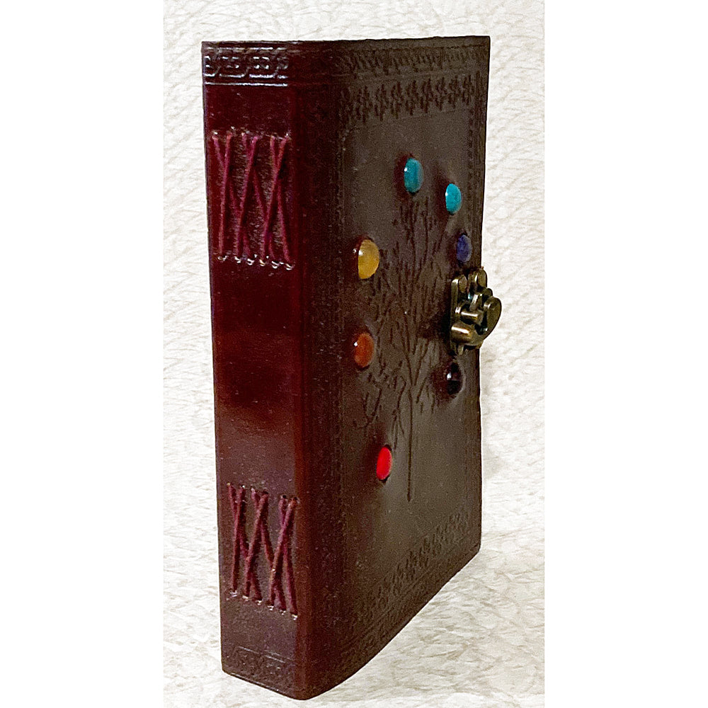 7x10 Semi Precious Chakra Stones, Leather Embossed Journal - Fantasy Gifts JJ