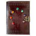 7x10 Semi Precious Chakra Stones, Leather Embossed Journal - Fantasy Gifts JJ