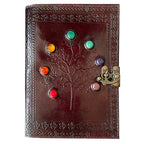 7x10 Semi Precious Chakra Stones, Leather Embossed Journal - Fantasy Gifts JJ