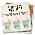Squats Shots Limestone Coaster by Tipsy