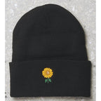 BLACK Sunflower Unisex Beanie - LL