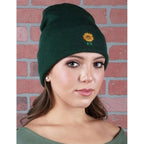 Green Sunflower Unisex Beanie - FOREST GREEN - LL