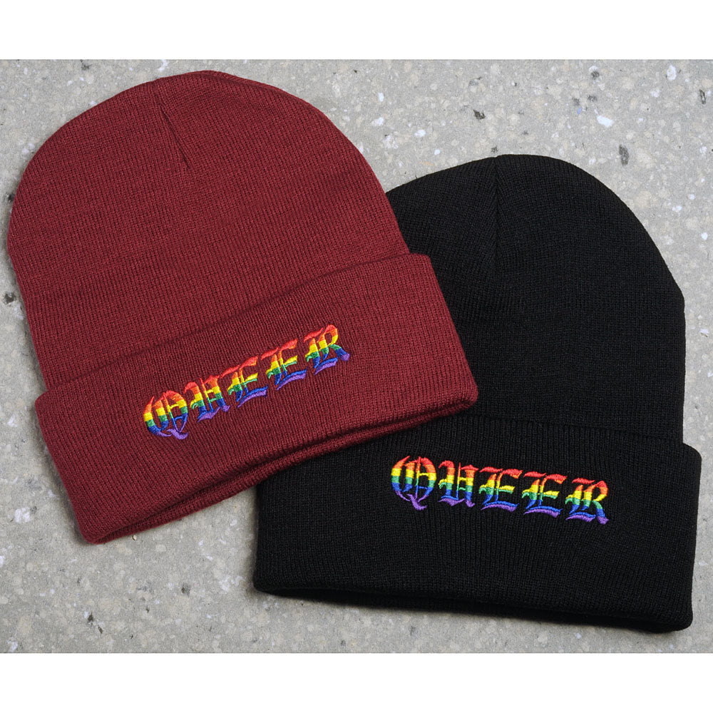LGBTQ Queer Pride Unisex Beanie - BURGUNDY - LL