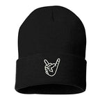 BLACK  Rock On Hands Unisex Beanie - LL