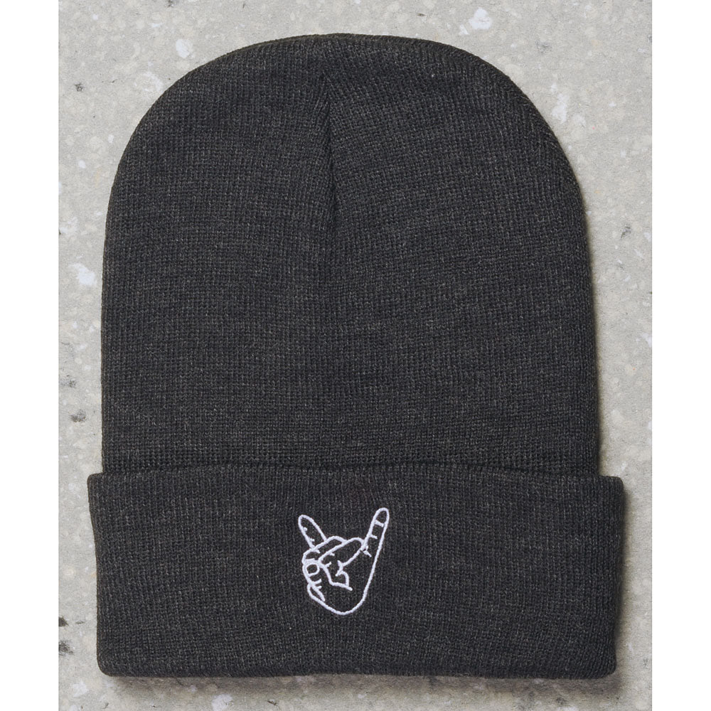 Gray Rock On Hands Unisex Beanie - CHARCOAL GRAY - LL
