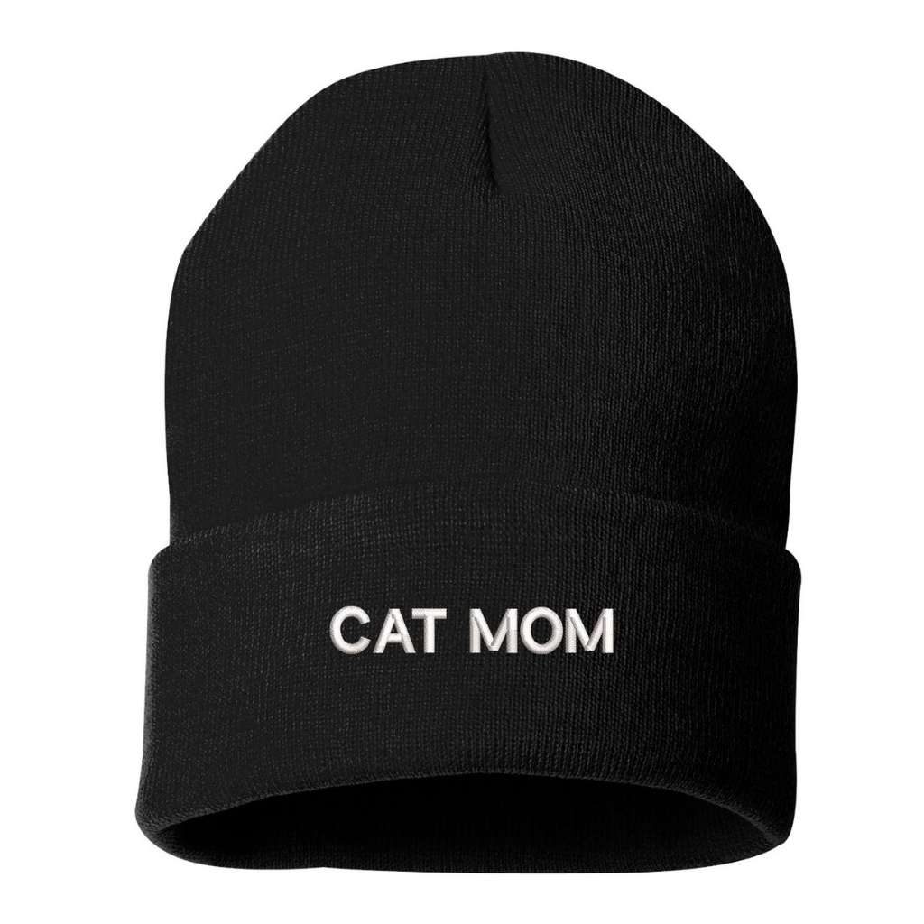 BLACK Cat Mom Unisex Beanie - LL