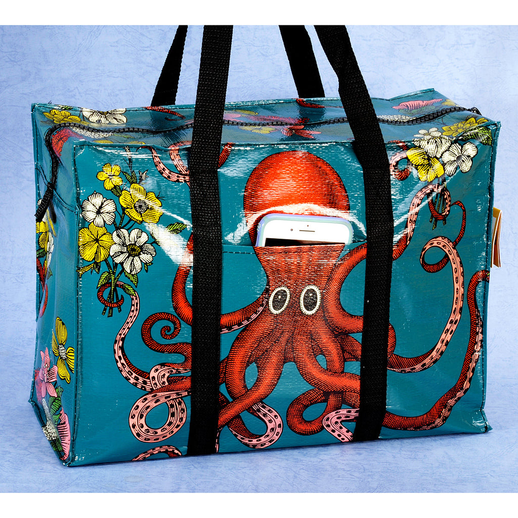 Blue Q Shopping Bag Shoulder Tote  - Octopus - Eco  - Pocket, Zipper, folding