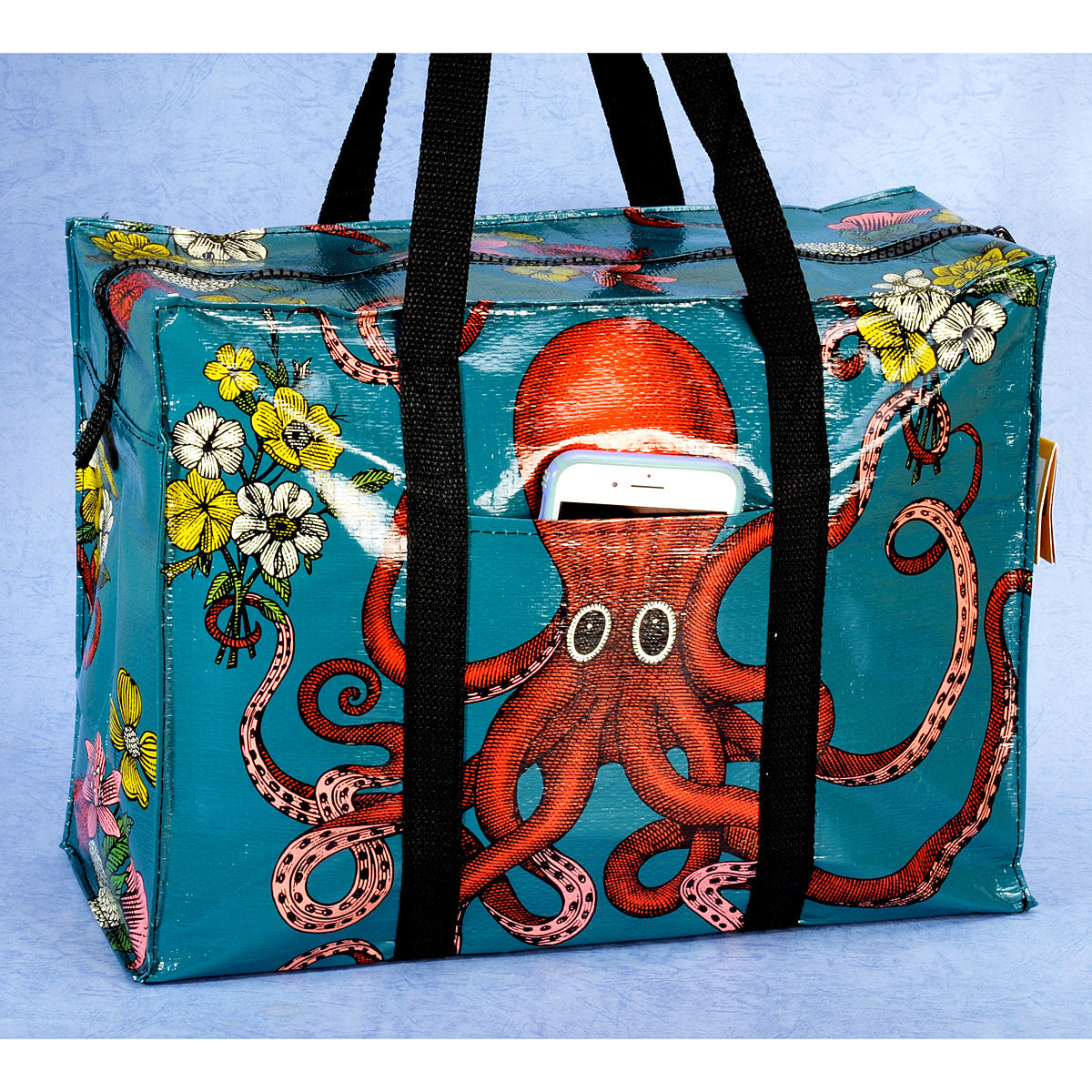 Blue Q Shopping Bag Shoulder Tote  - Octopus - Eco  - Pocket, Zipper, folding
