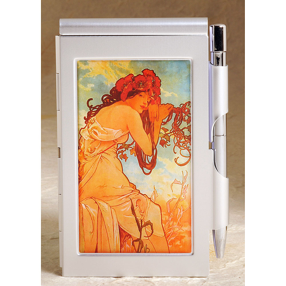A Mucha Girl with Blue Sky Pocket Flip Notepad - DD