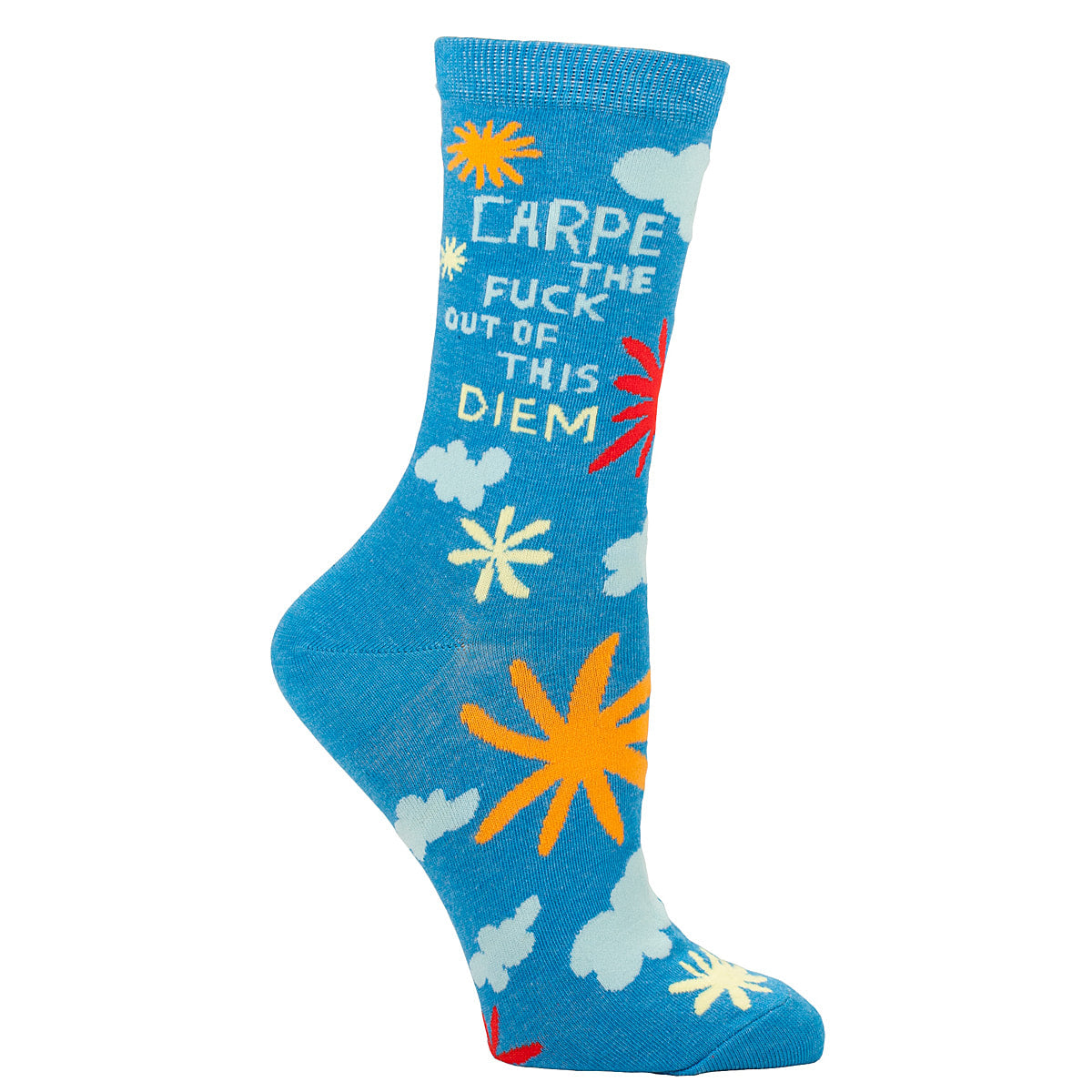 Women's Crew Socks -   Carpe Diem  - Blue Q