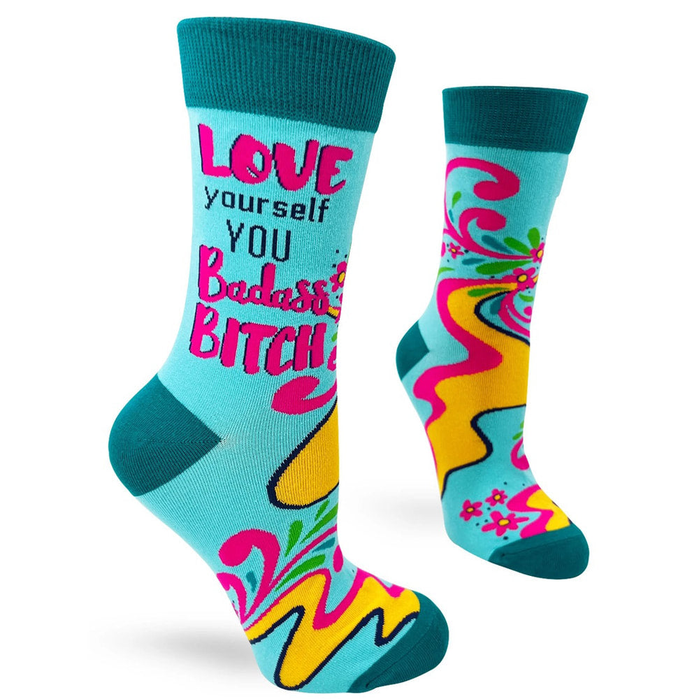 Love Yourself Women's Combed Cotton Crew Socks by FabDaz