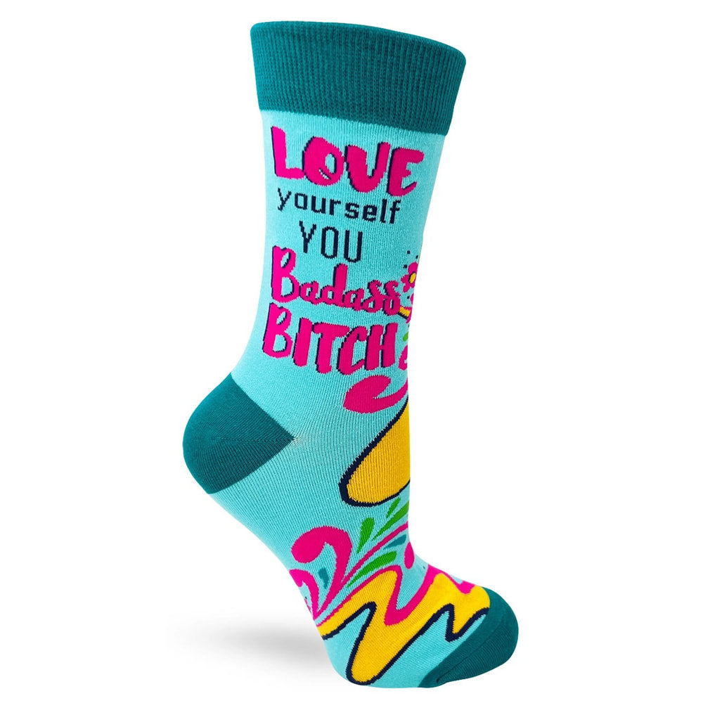 Love Yourself Women's Combed Cotton Crew Socks by FabDaz