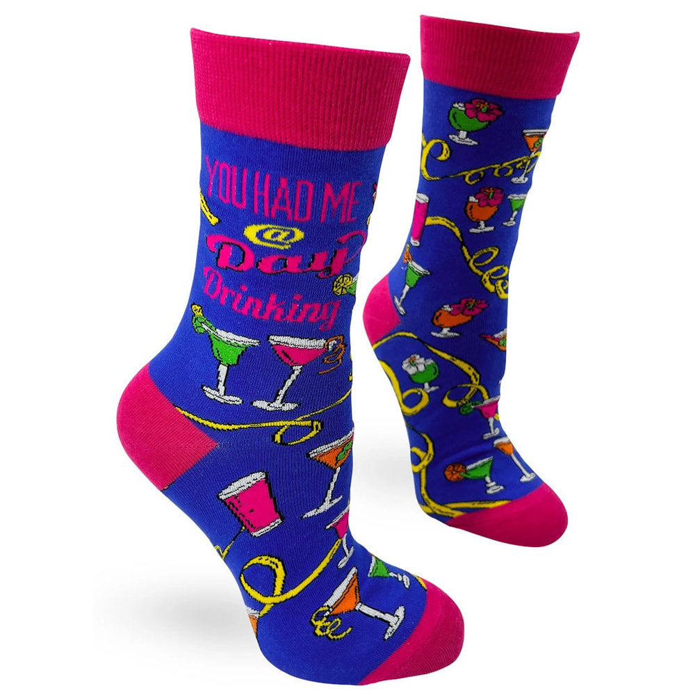 Day Drinking Women's Combed Cotton Crew Socks by FabDaz