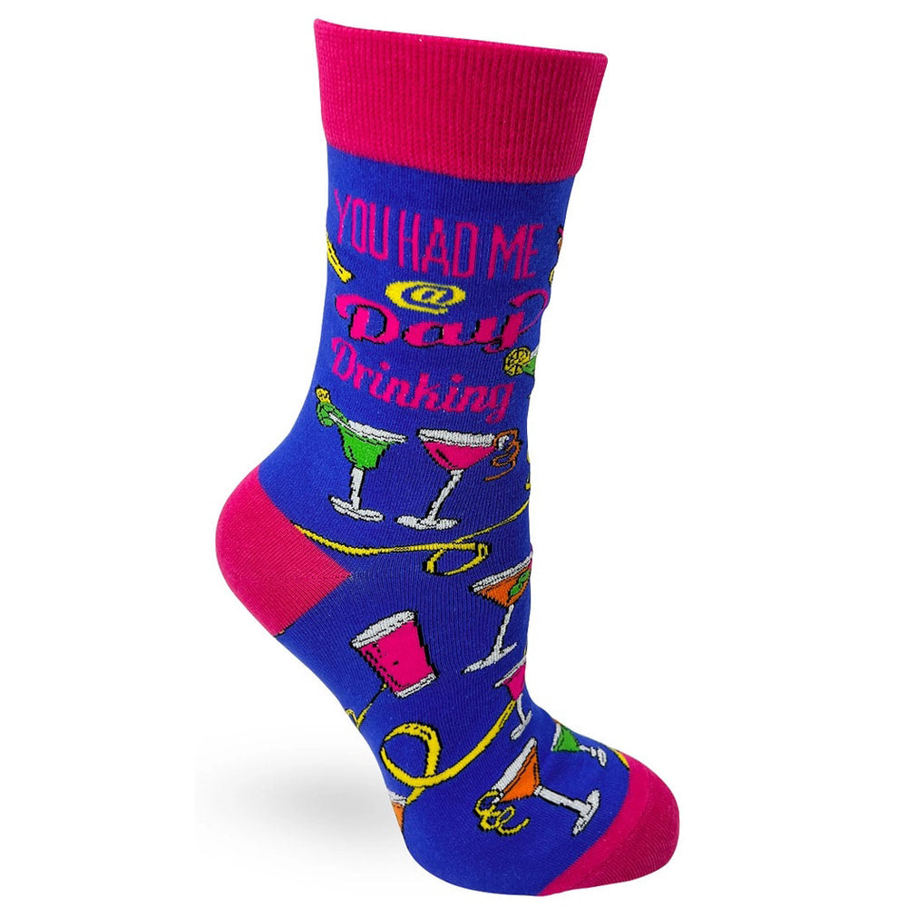 Day Drinking Women's Combed Cotton Crew Socks by FabDaz