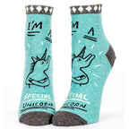 Women's Ankle Socks - Special Unicorn  - Blue Q