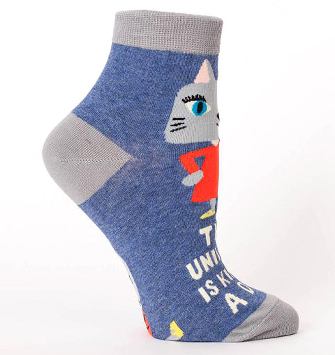Women's Ankle Socks - The Universe is Kind of a Dick  - Blue Q