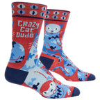 Blue Q Crazy Cat Dude MEN's Crew Socks