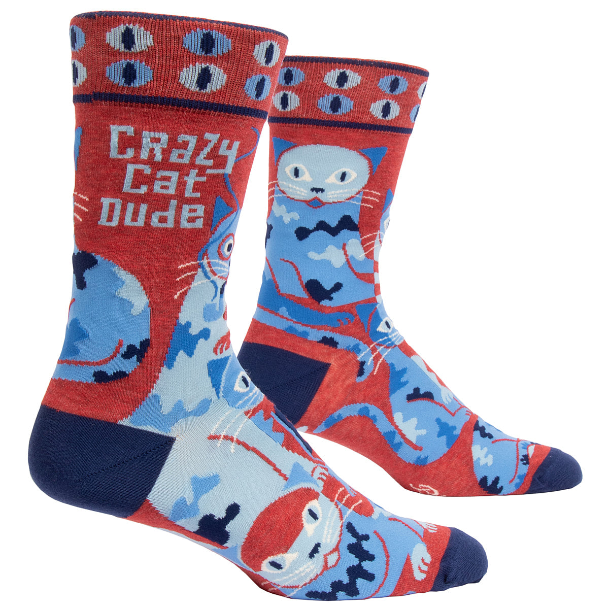 Blue Q Crazy Cat Dude MEN's Crew Socks