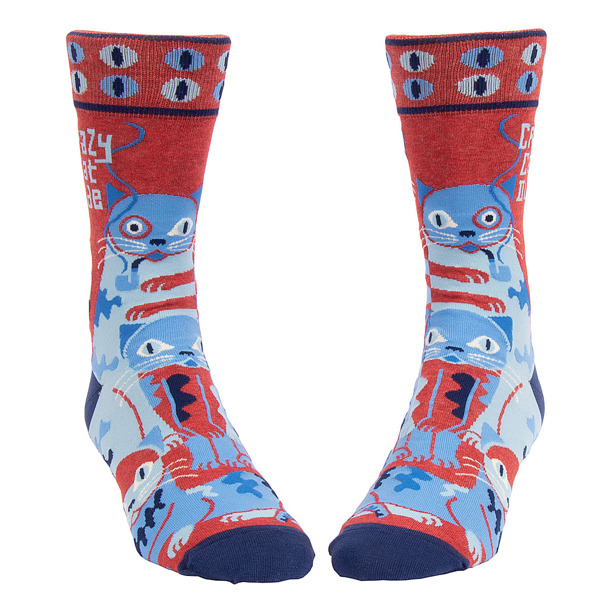 Blue Q Crazy Cat Dude MEN's Crew Socks