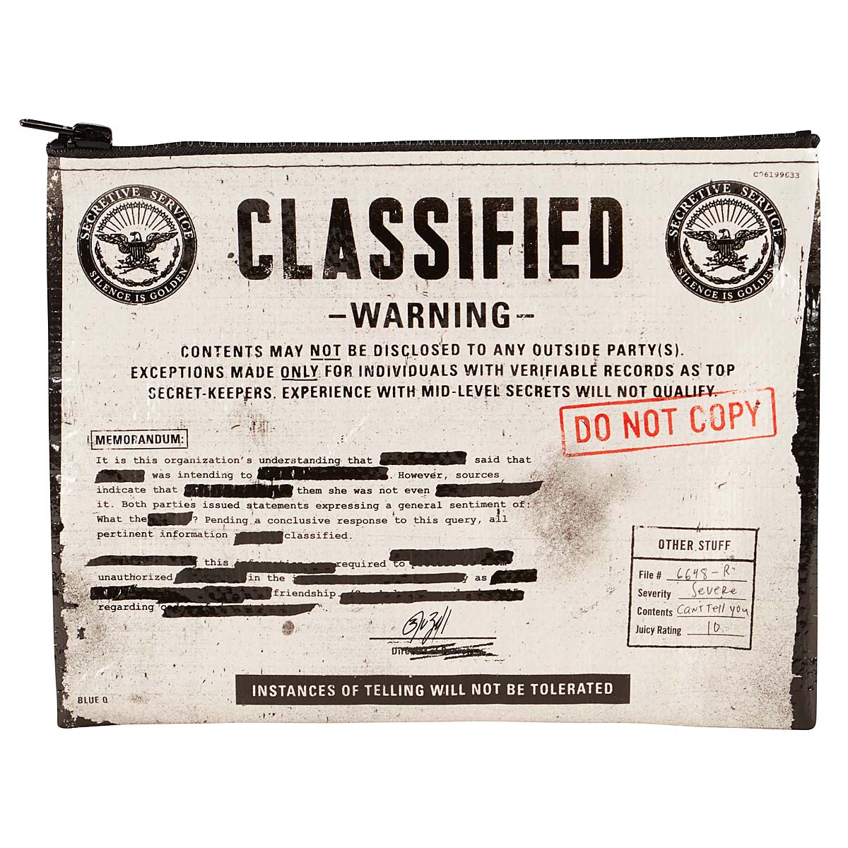 Classified Eco, Recycled Zipper Pouch by Blue Q