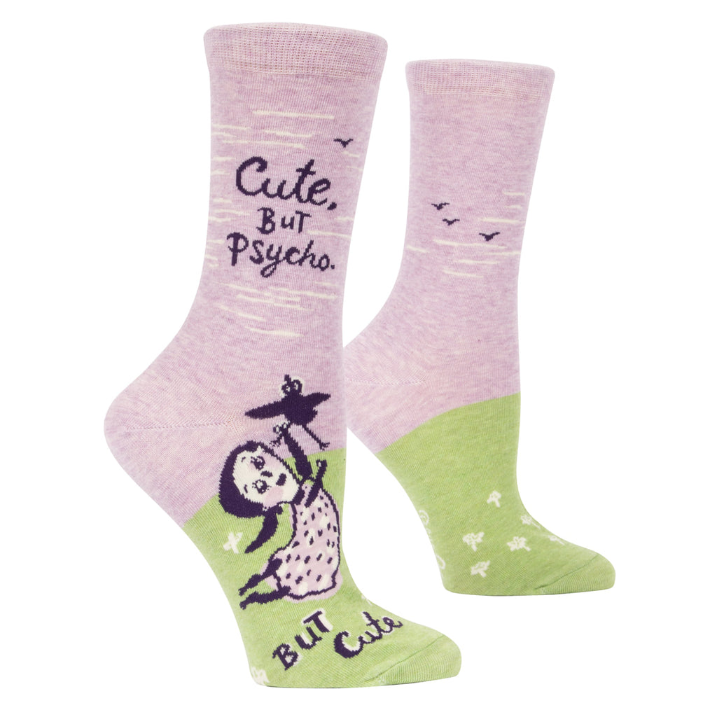 Women's Crew Socks -  Cute but Psycho  - Blue Q