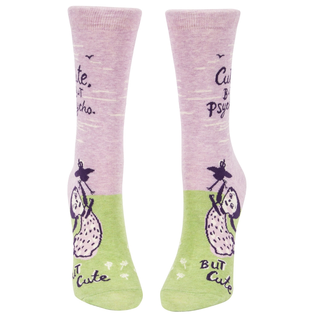 Women's Crew Socks -  Cute but Psycho  - Blue Q