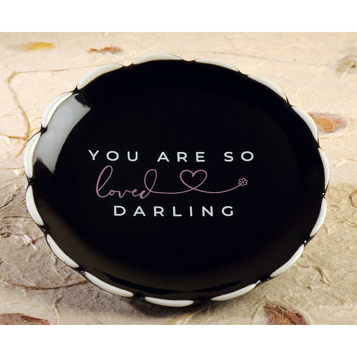 you are so loved darling - scalloped ceramic trinket dish or jewelry dish - GG