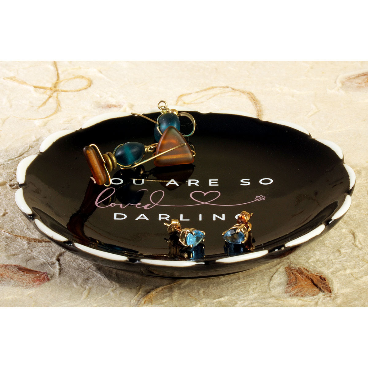 you are so loved darling - scalloped ceramic trinket dish or jewelry dish - GG
