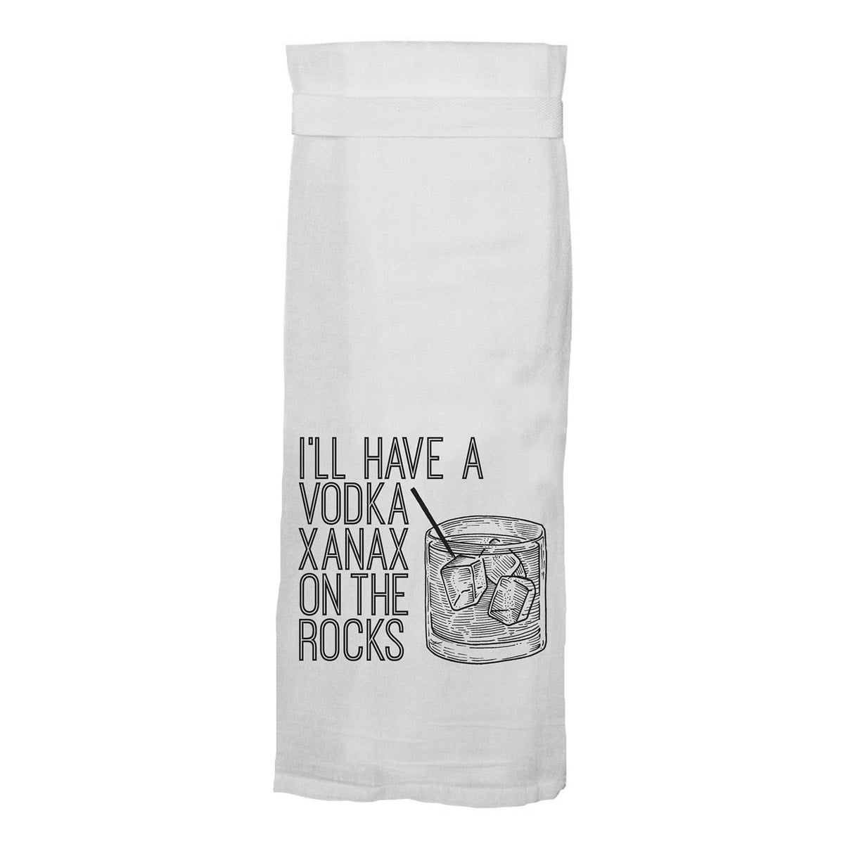 Vodka Xanax Hang Tight Cotton Towel with pull through loop - by Twisted Wares