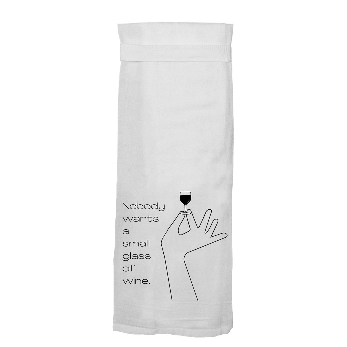 Small Glass of Wine Hang Tight Cotton Towel with pull through loop - by Twisted Wares