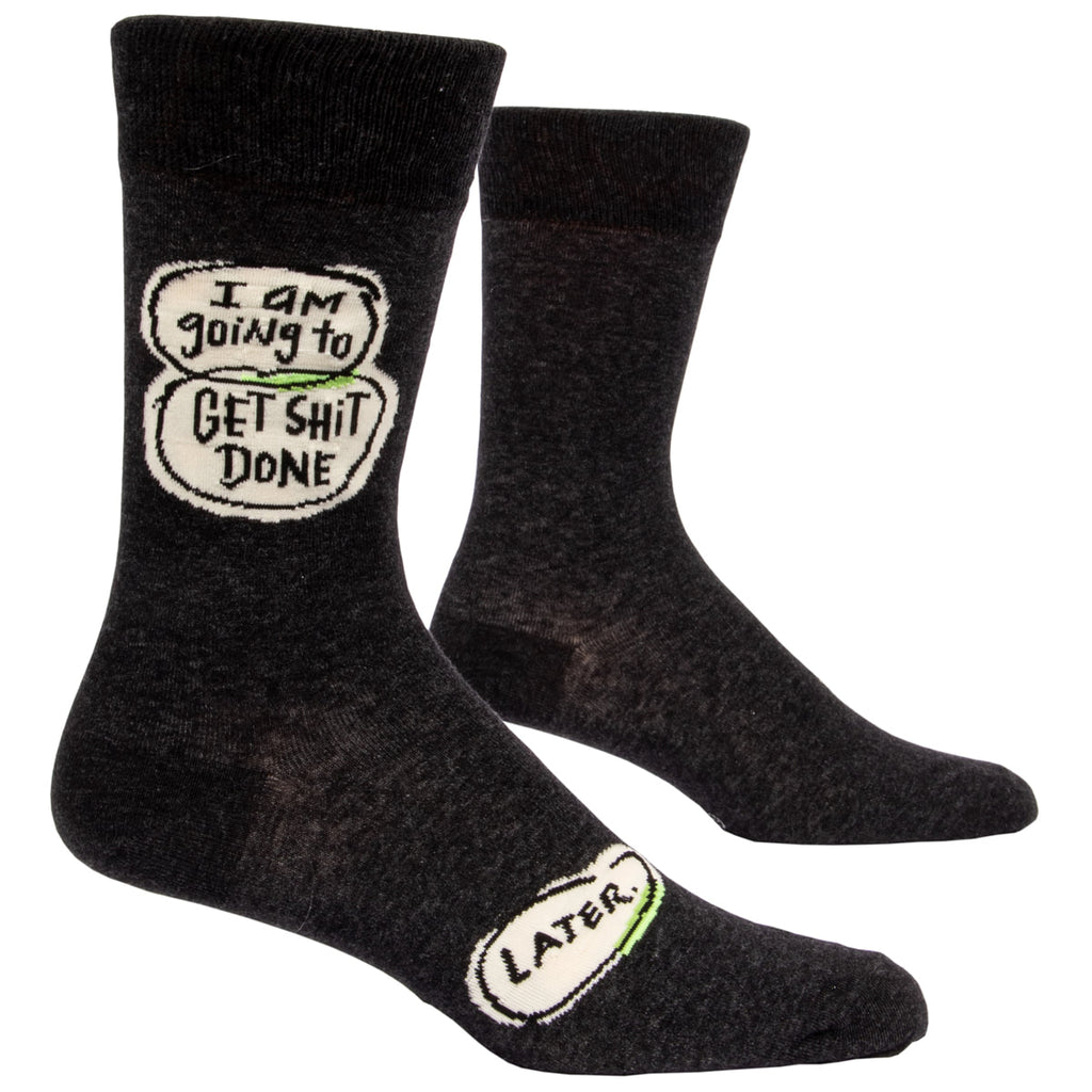 MEN's Crew Sock  - I'll Get Shit Done Later- Blue Q
