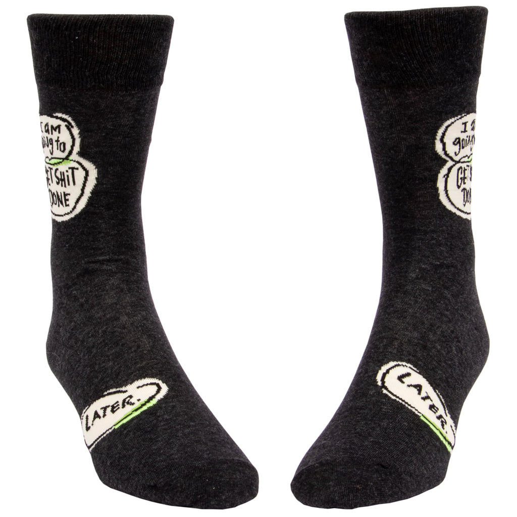 MEN's Crew Sock  - I'll Get Shit Done Later- Blue Q