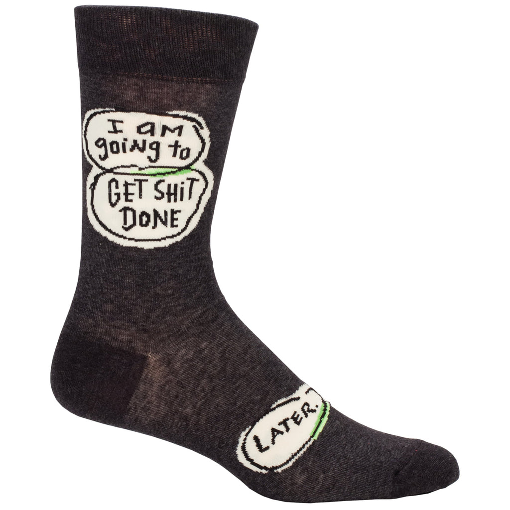 MEN's Crew Sock  - I'll Get Shit Done Later- Blue Q