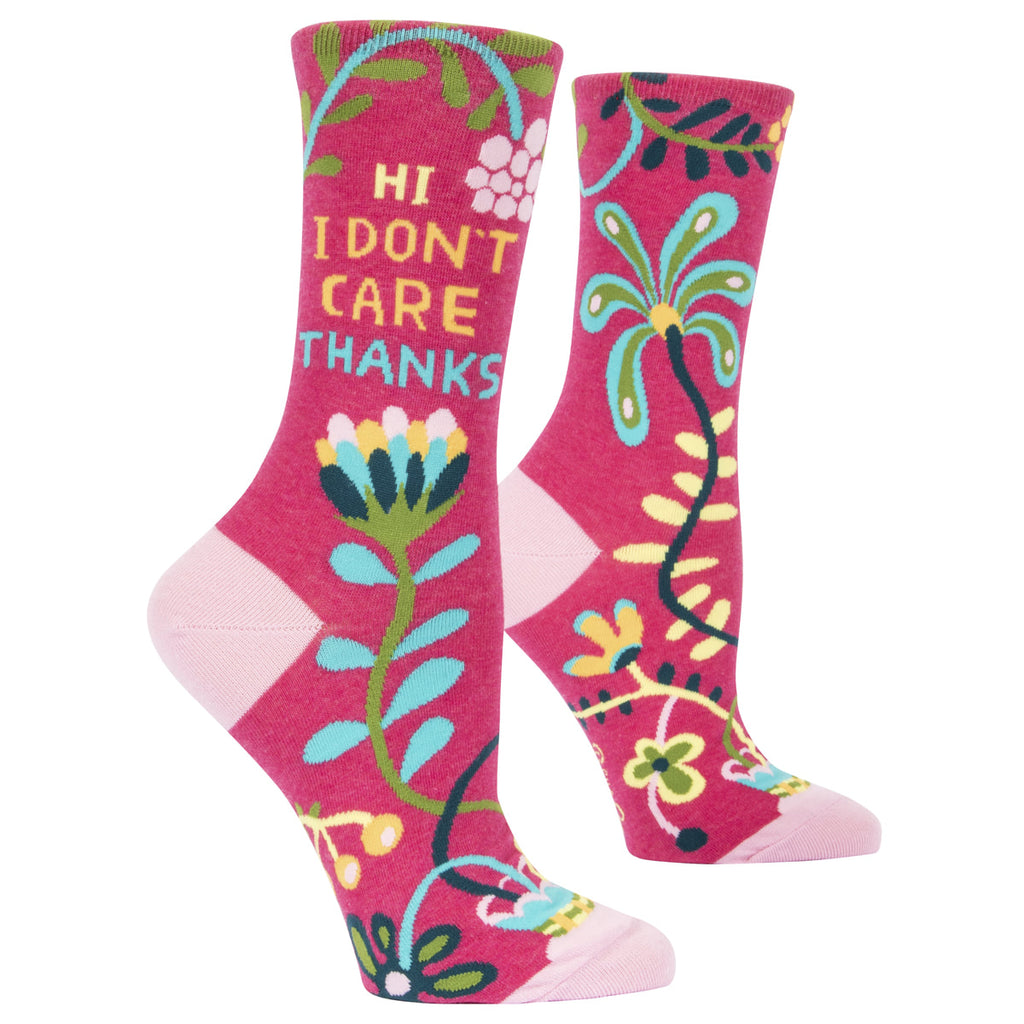 Women's Crew Socks - Hi, I Don't Care. Thanks - Blue Q