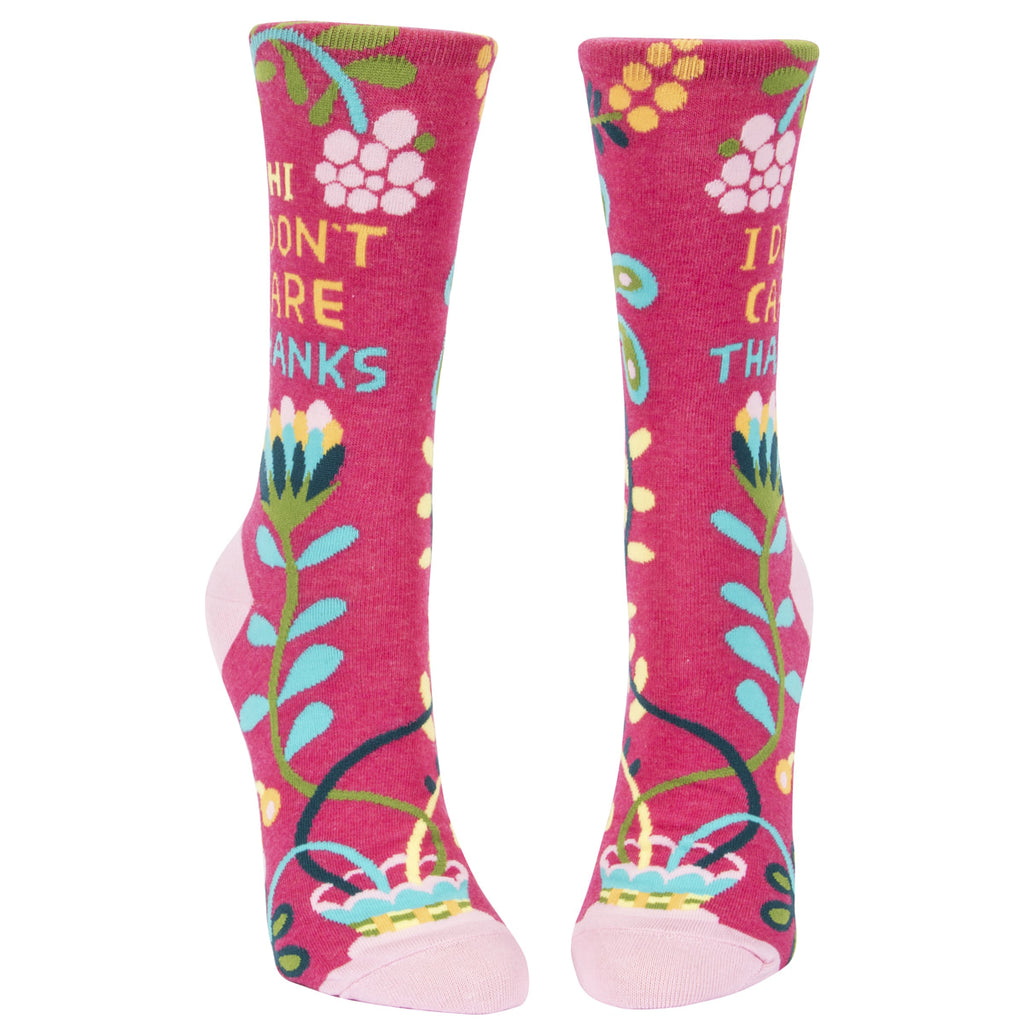 Women's Crew Socks - Hi, I Don't Care. Thanks - Blue Q