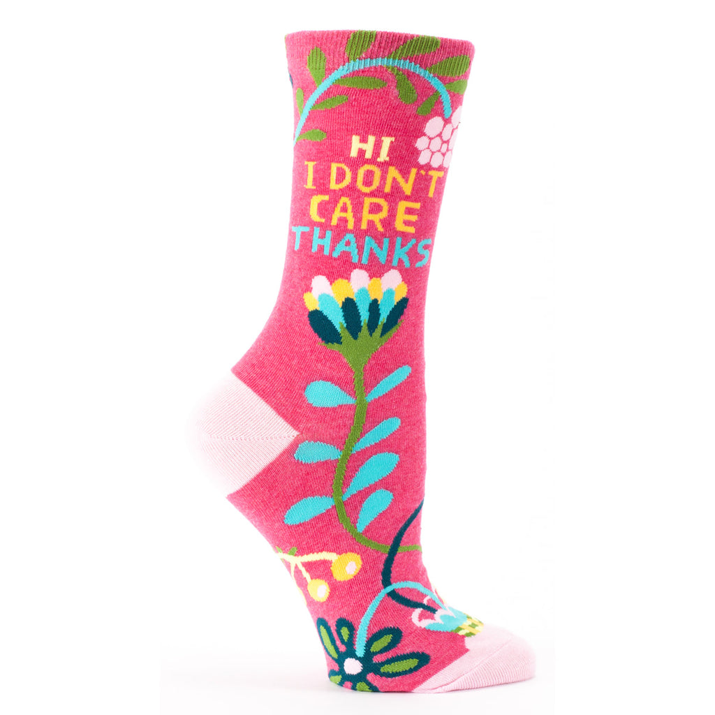 Women's Crew Socks - Hi, I Don't Care. Thanks - Blue Q