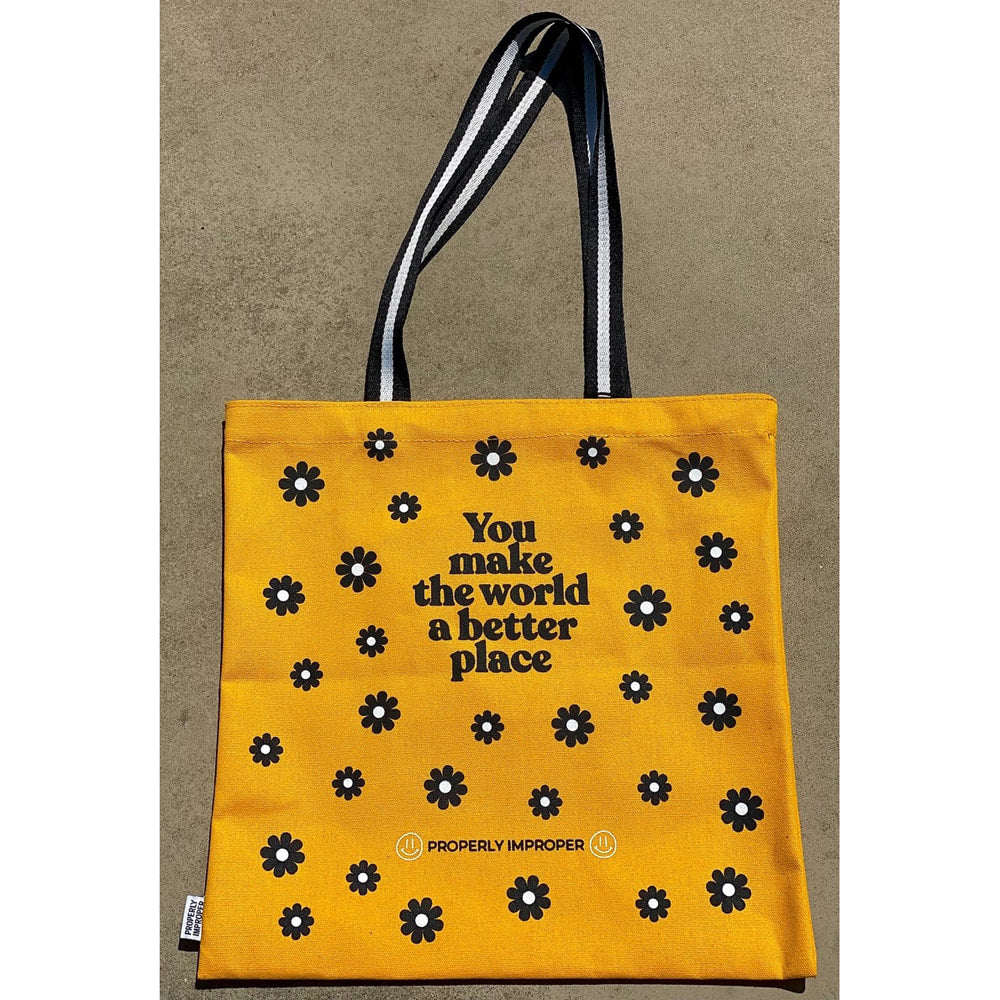 Make the World a Better Place Canvas Tote Bag by Properly Improper