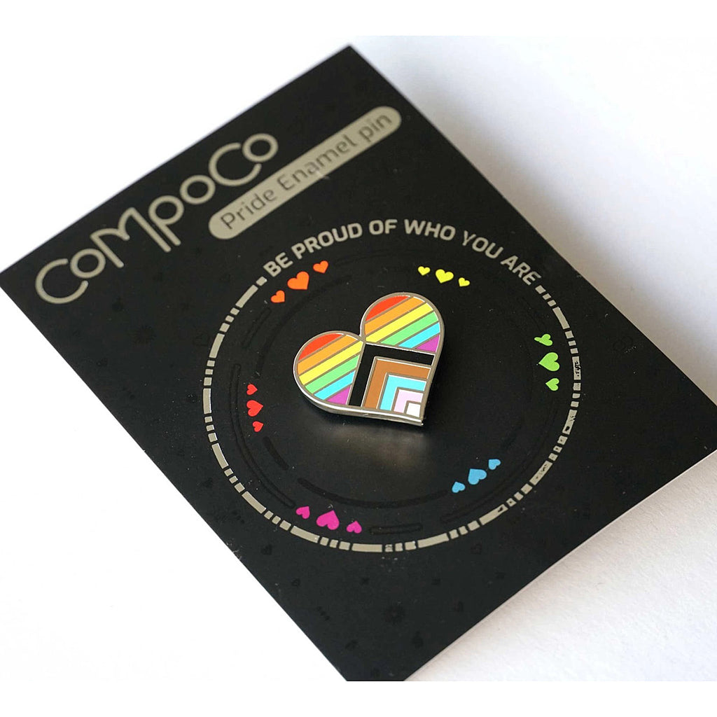 LGBTQ Progress Pride heart enamel pin - EE
