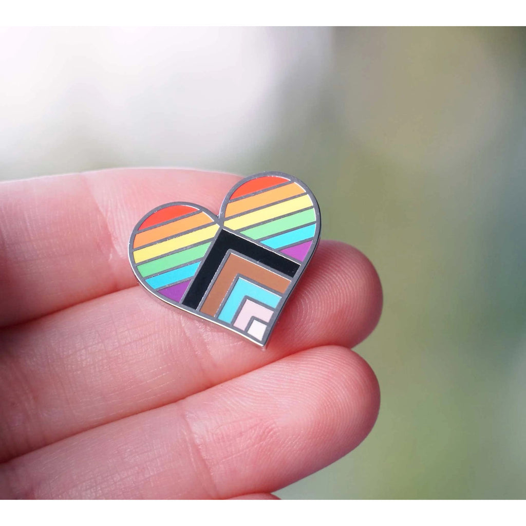 LGBTQ Progress Pride heart enamel pin - EE