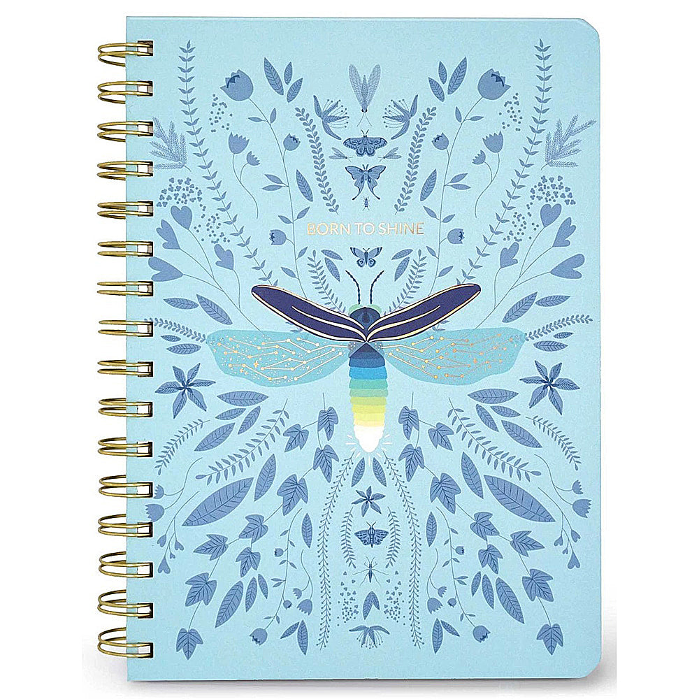 Born To Shine Fireflies hard cover Lined Spiral Notebook - 5 3/4" X 8 1/4" - EE