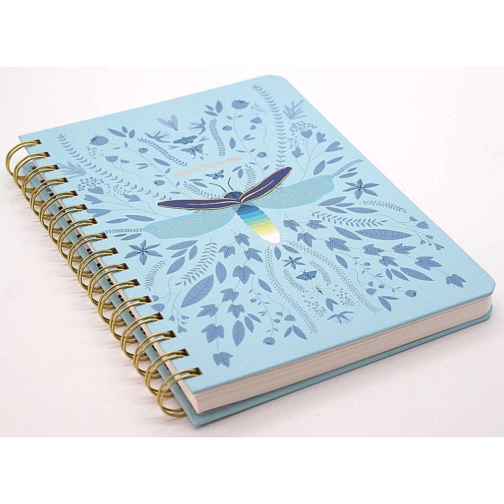 Born To Shine Fireflies hard cover Lined Spiral Notebook - 5 3/4" X 8 1/4" - EE