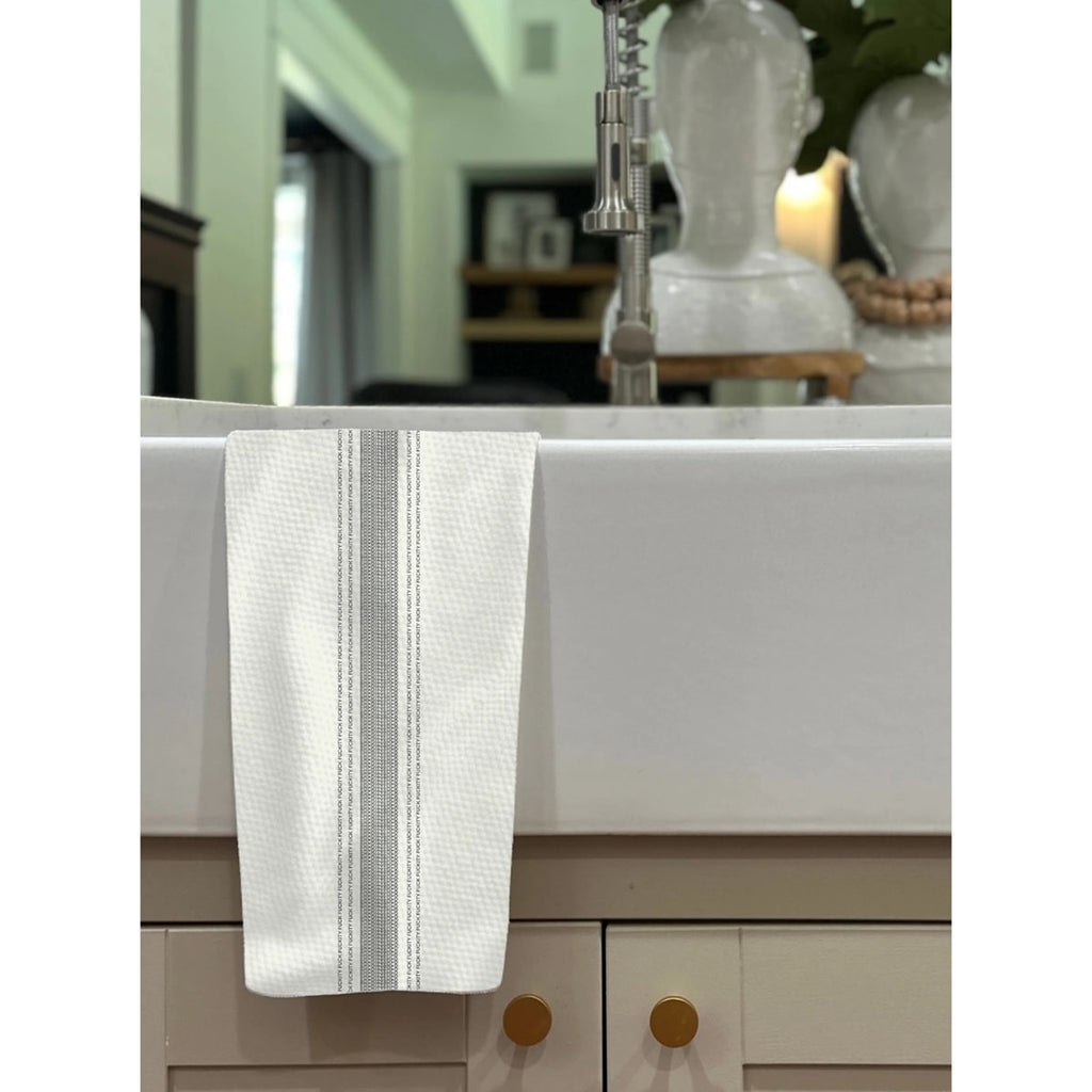 Fuckity Fuck Pardon my French Stripe Illusion Unique Kitchen Tea Towel by Twisted Wares