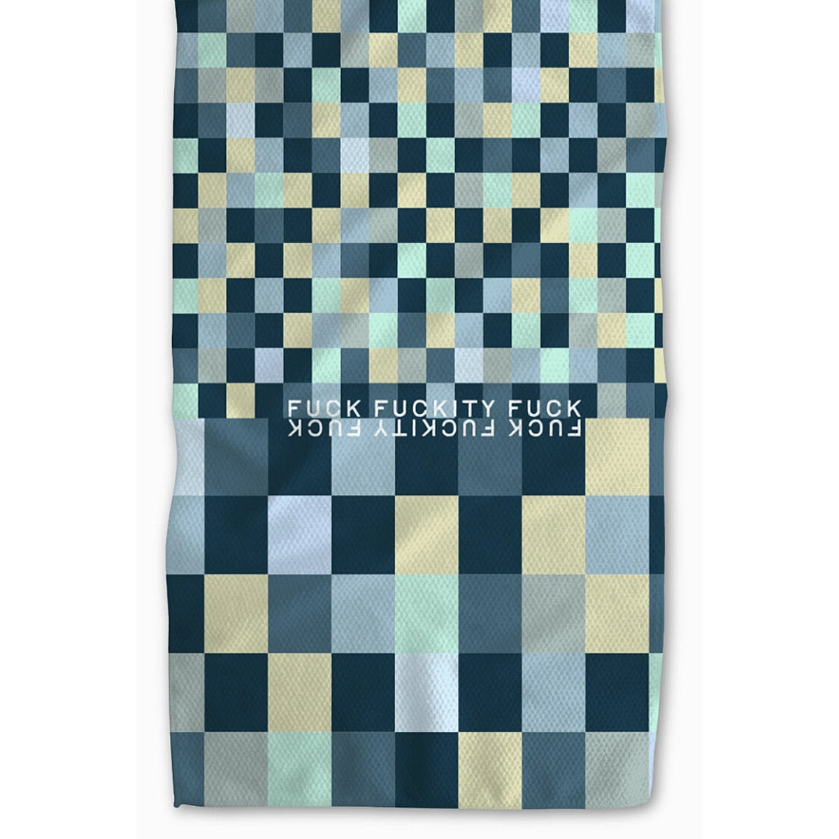 Blue F Checkers Fuckity Fuck Kitchen Tea Towel by Twisted Wares