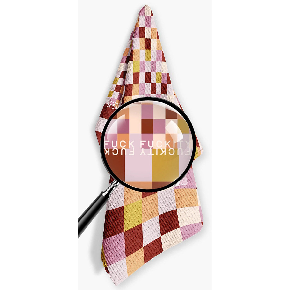 Lilac F-Checkers Fuckity Fuck Kitchen Tea Towel by Twisted Wares
