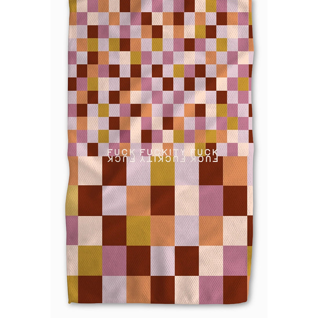 Lilac F-Checkers Fuckity Fuck Kitchen Tea Towel by Twisted Wares