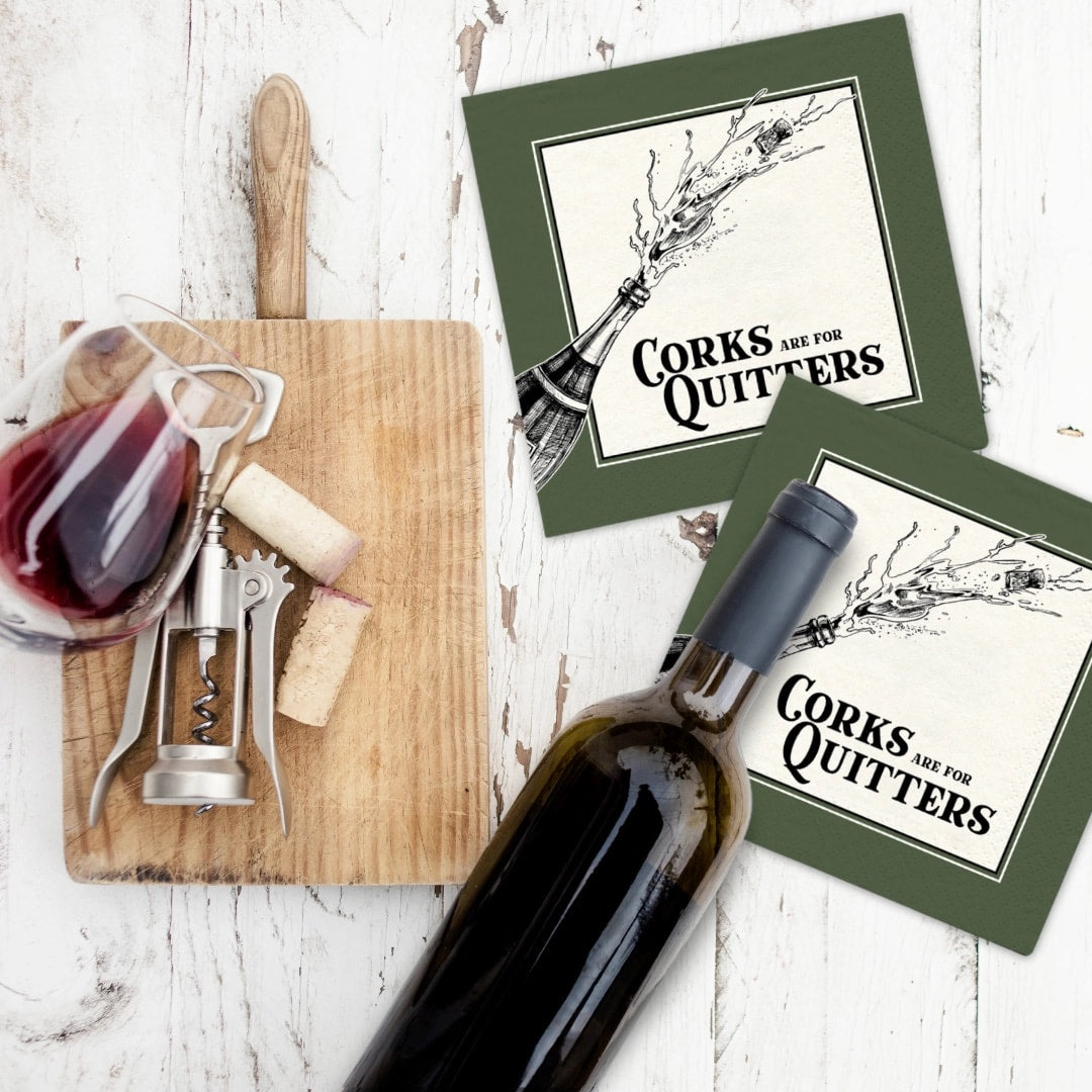 Corks are for Quitters Cocktail Napkins by Twisted Wares