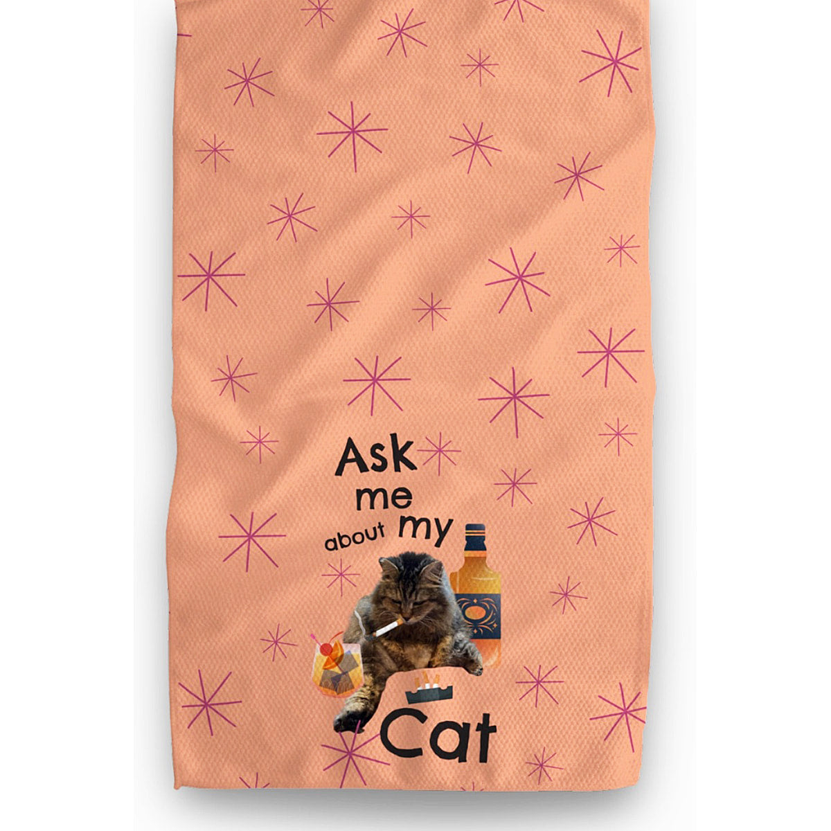 Ask Me About My Cat Kitchen Towel by Twisted Wares
