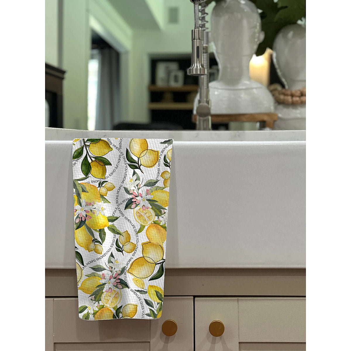 Lemons on the Vine Kitchen Towel by Twisted Wares